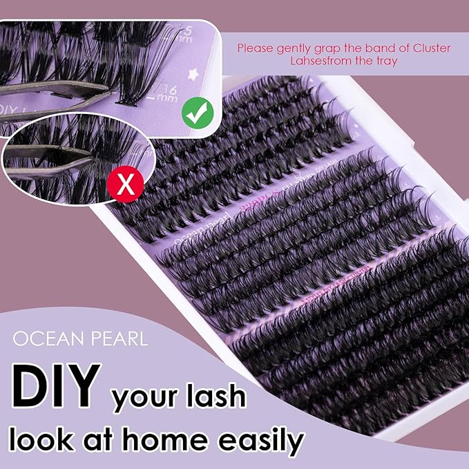 Ocean Pearl Lash Clusters 320PCS Thick Individual Lashes 11-20MM 40D 50D 100D DIY Lash Extension Soft Eyelashes Thick Volume Fake Lashes Cluster Eyelash Extensions For Beginners-40+50+100D