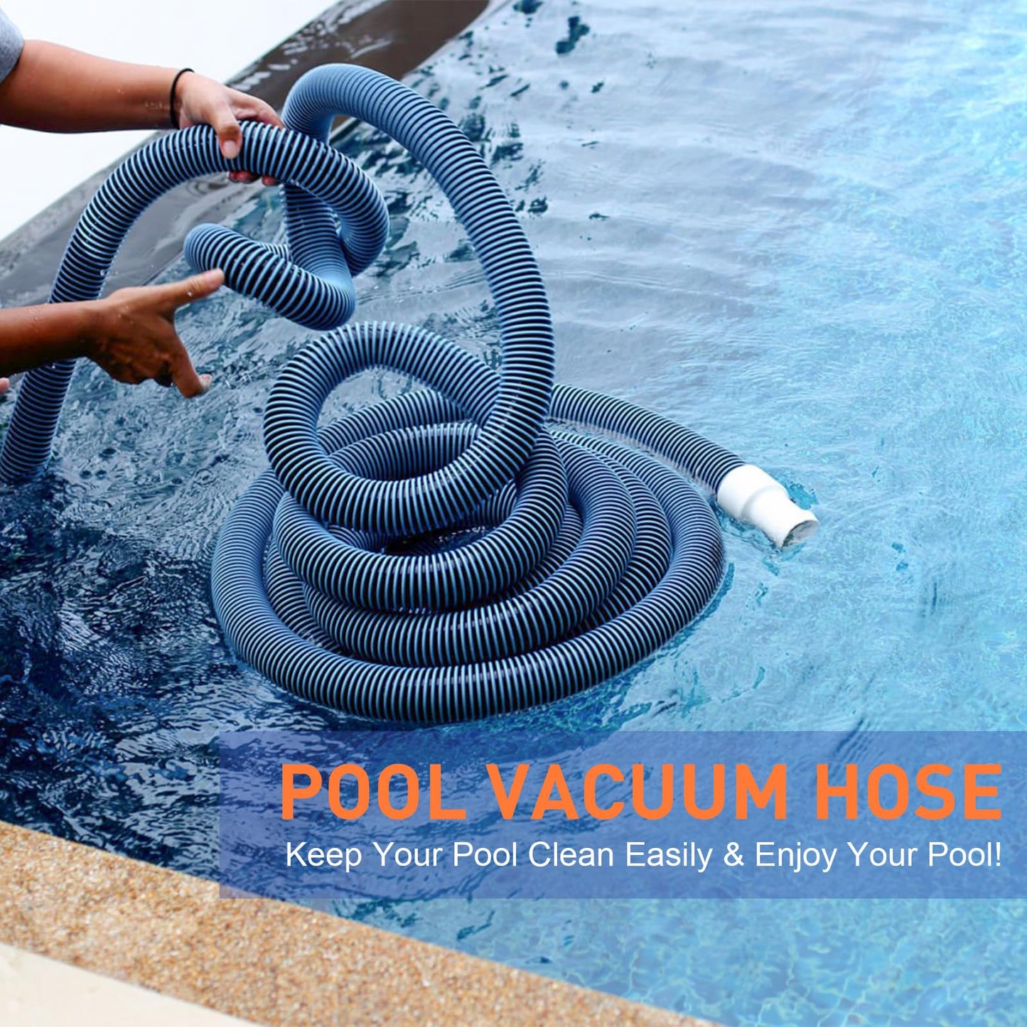 OSMOFUZE Pool Vacuum Hose, Heavy Duty Manual Swimming Pool Cleaner Hose With Swivel Cuff for Above Ground and Inground Pools, 1-1/4 Inch x 27 Ft
