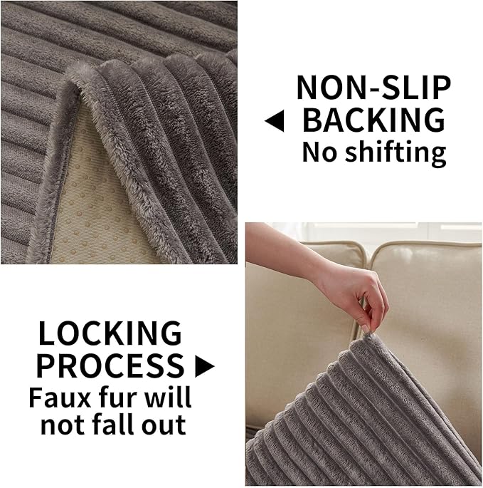 HAOMAIJIA Waterproof Couch Cover for Dogs Washable,Faux Fur Pet Couch Covers for Sofa,Soft Dog Bed Cover Non-Slip Couch Covers for 3 Cushion Couch Sofa Pet Friendly (Grey, 35" x 62")