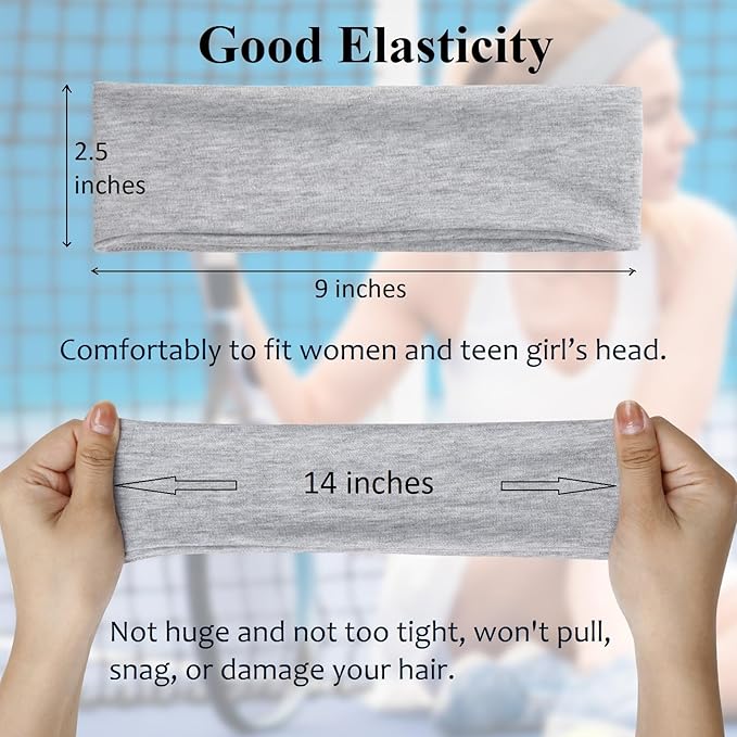 Trendy Elastic Headbands 7PCS - Soft Thick Cotton Cloth for Women's Hair Workout, Yoga, Running Sport