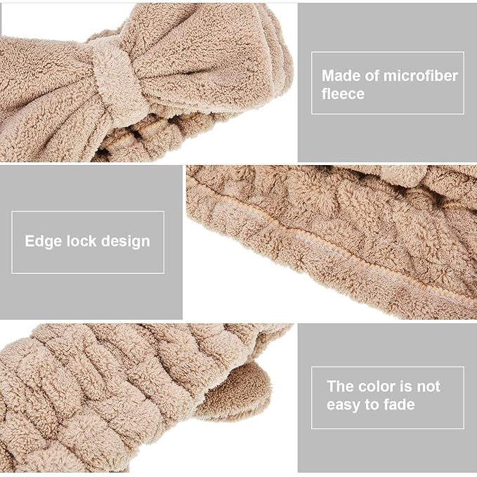 3 Pieces Hair Headband Headband to Wash Face for Women Makeup Spa Headband, Microfiber Bowtie Shower Headband for Women and Girls (Light Pink, Light Green, Light Brown)