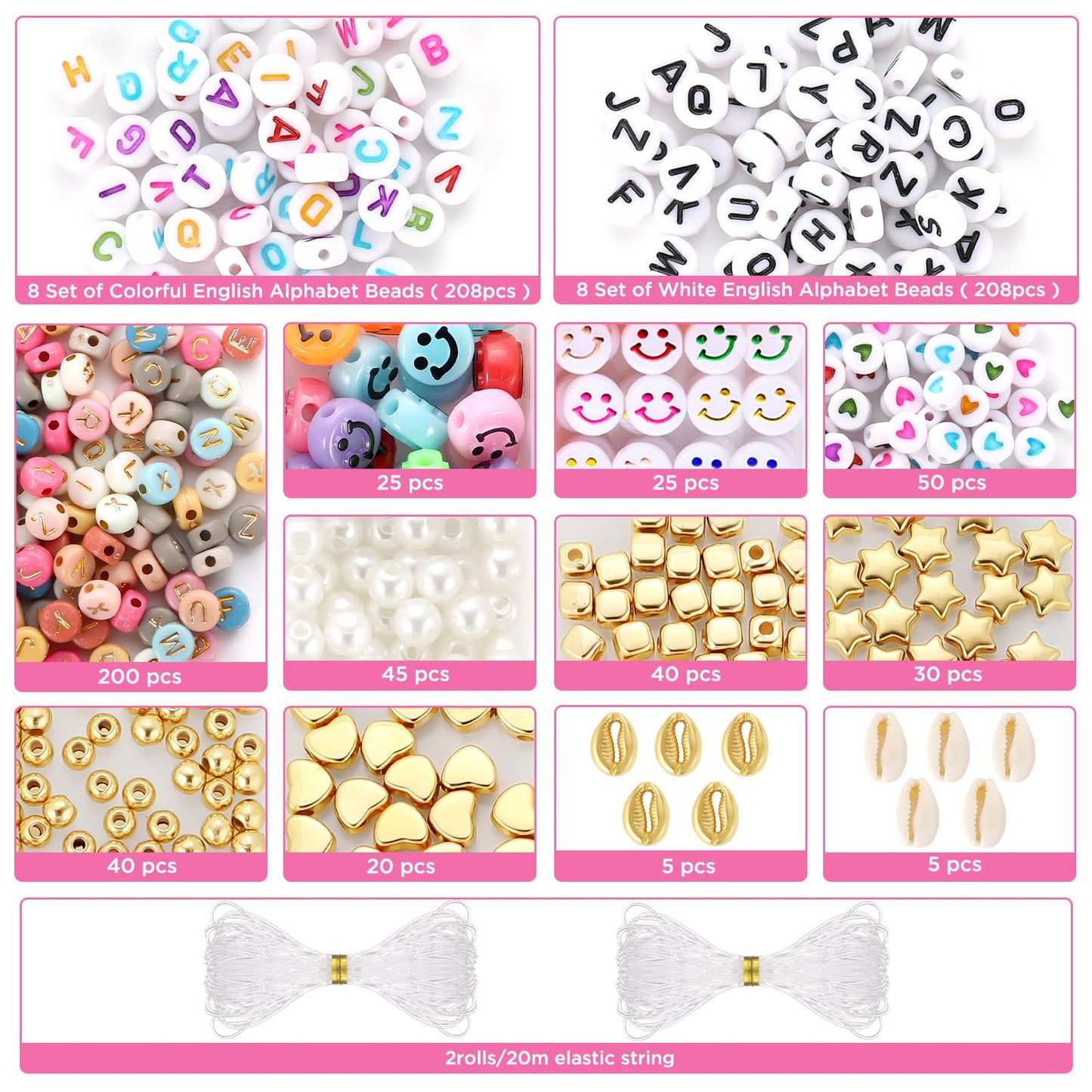 Funtopia 4mm 13000pcs+ Seed Beads for Jewelry Making, 120 Colors Small Glass Beads for Bracelets, Friendship Bracelet Kit with Alphabet Letter Bead Smile Face Bead for DIY, Art and Craft