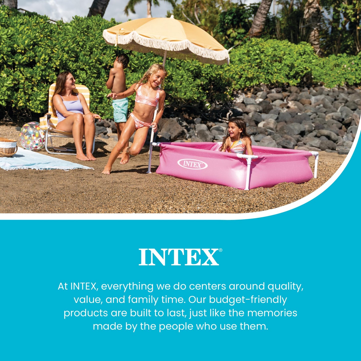 Intex 4 Foot x 12 Inch Miniature Durable Vinyl Outdoor Above Ground Frame Kiddie Swimming and Teaching Baby Pool for Ages 3 and Up, Blue