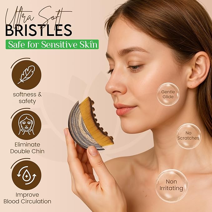 Pack of 2 Lymphatic Contour Face Brush, Lymphatic Drainage Massager, Double Chin Reducer Lymphatic Drainage Brush Anti-Puffiness Ergonomic Facial Cleansing Brush for Sculpting