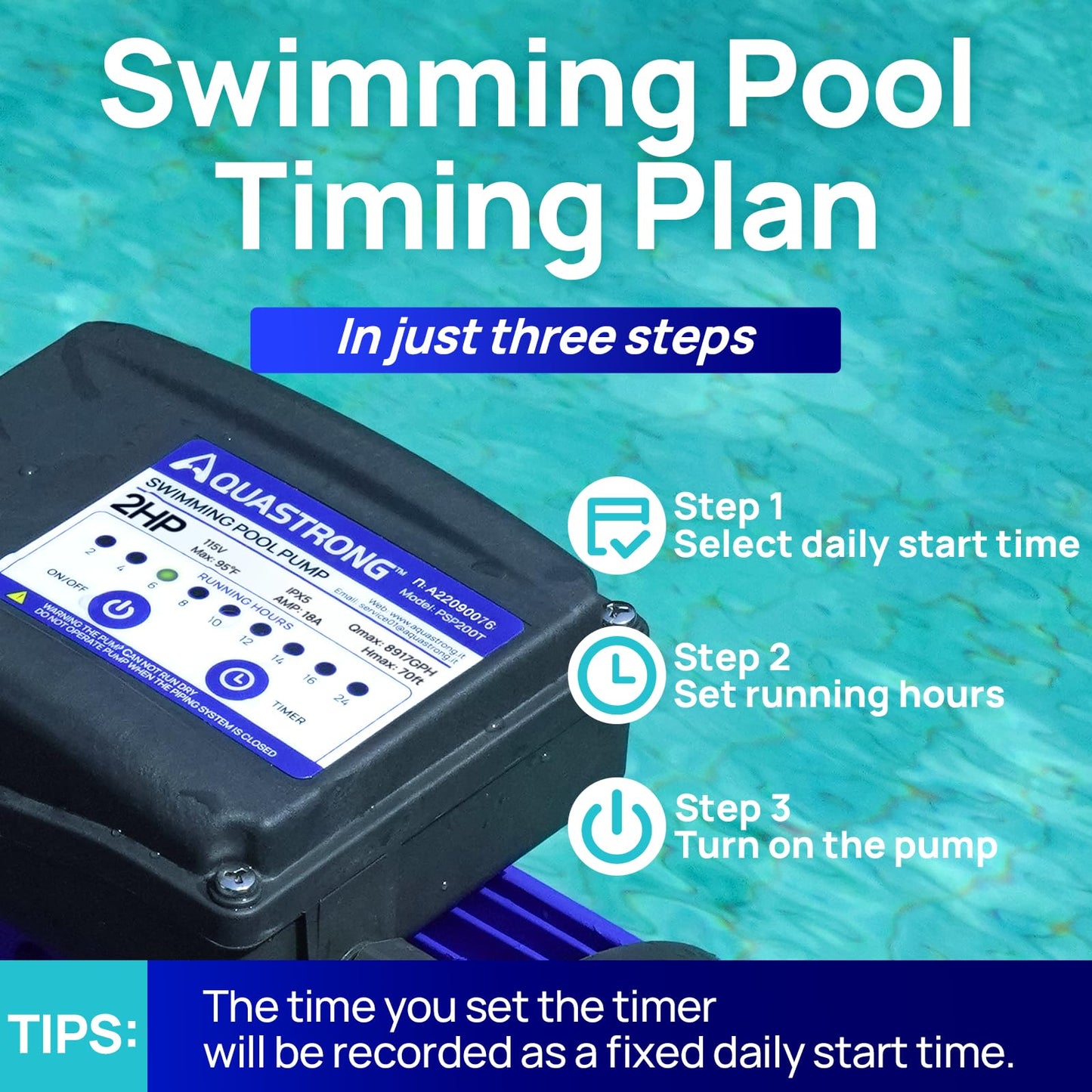 Aquastrong In/Above Ground Pool Pump High Flow Self Primming Swimming Pool Pump,Glossy Black