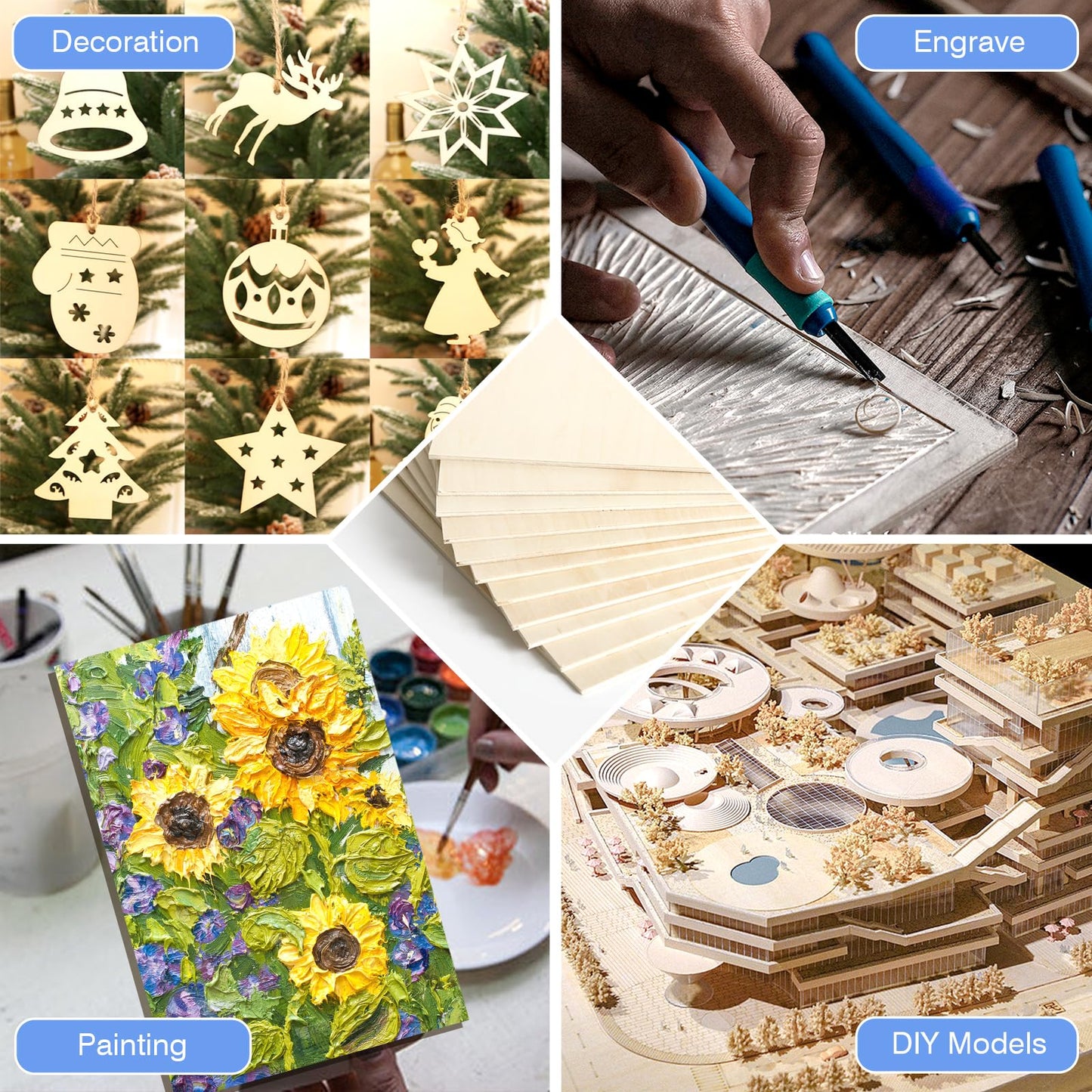 12 Pack Basswood Sheets for Crafts 12 x 18 x 1/8 in, 3mm Thick Unfinished Plywood for Laser Cutting & Engraving, DIY Ornaments and Architectural Model