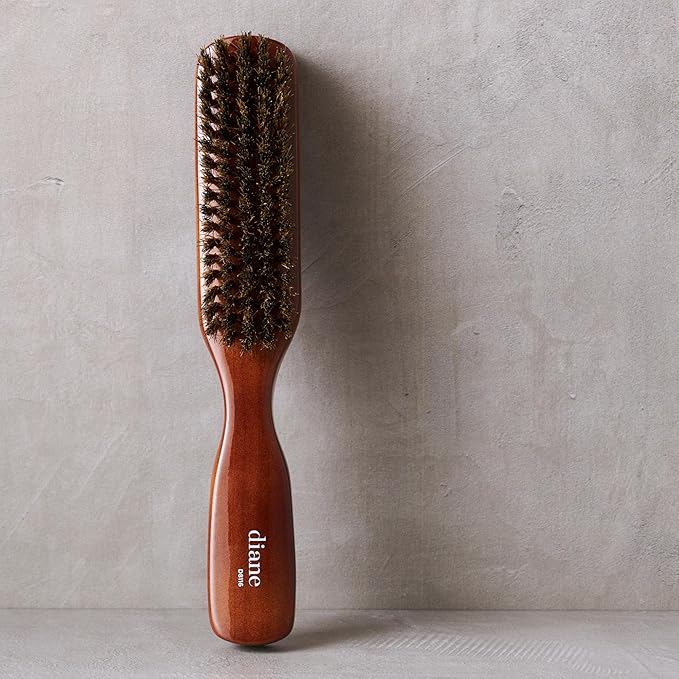 Diane Premium 100% Boar Bristle Styling Brush for Men and Barbers – Medium Bristles for Thick Coarse Hair – Use for Detangling, Smoothing, Wave Styles, Soft on Scalp, Restore Shine and Texture