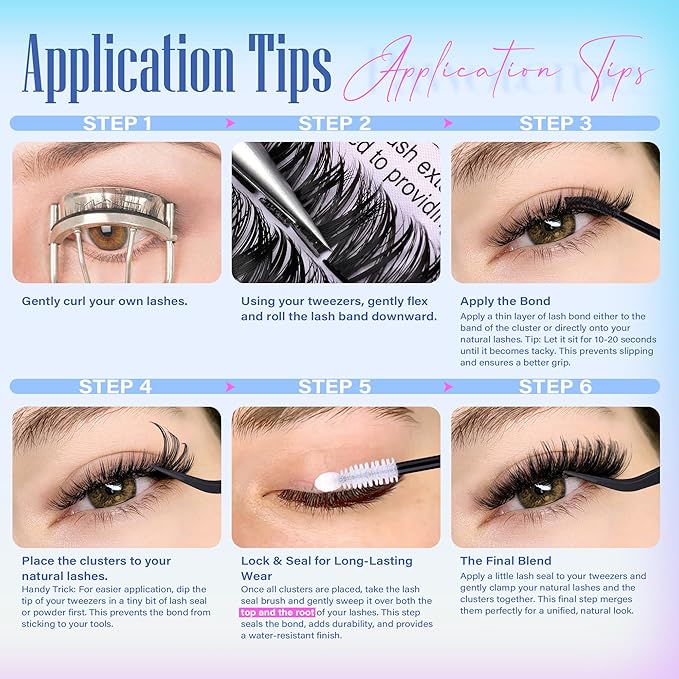 Pawotence Lash Clusters 200pcs Individual Lashes 50D Cluster Eyelash Extensions 9-16mm Eyelash Clusters Lash Extensions for Self Application (50D, 0.07D, 9-16mm Refill)
