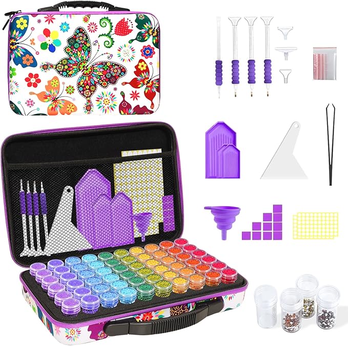 ZORETCO Diamond Painting Storage Box, 60 Slots Bead Storage Containers with Tools Kit for Diamond Art Accessories Beads Organizer Craft Jewelry