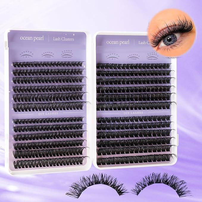 Ocean Pearl Lash Clusters Kit 564 pcs, Eyelashes, spike-effect cluster lashes 60D/80D/100D/150D (10-18 mm) DIY lash extension kit, manga-/anime-inspired Cluster Eyelash Extensions with lash bond+seal