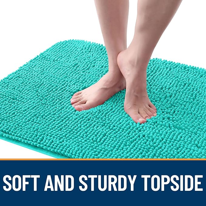 OLANLY Dog Door Mat for Muddy Paws 34x21, Absorbs Moisture and Dirt, Absorbent Non-Slip Washable Doormat, Quick Dry Chenille Mud Mat for Dogs, Entry Indoor Entryway Carpet for Inside Floor, Teal