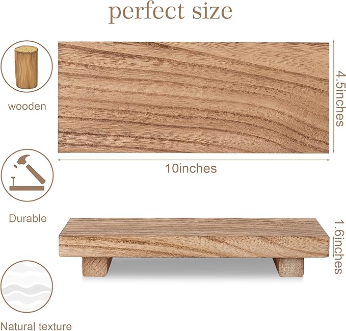 zoocatia Small Wood Tray Pedestal Stand Farmhouse Bathroom Decor Decorative Wooden Riser Kitchen Soap Dish Holder for Vanity, Counter, Sink, 10" x 4.5" - Brown