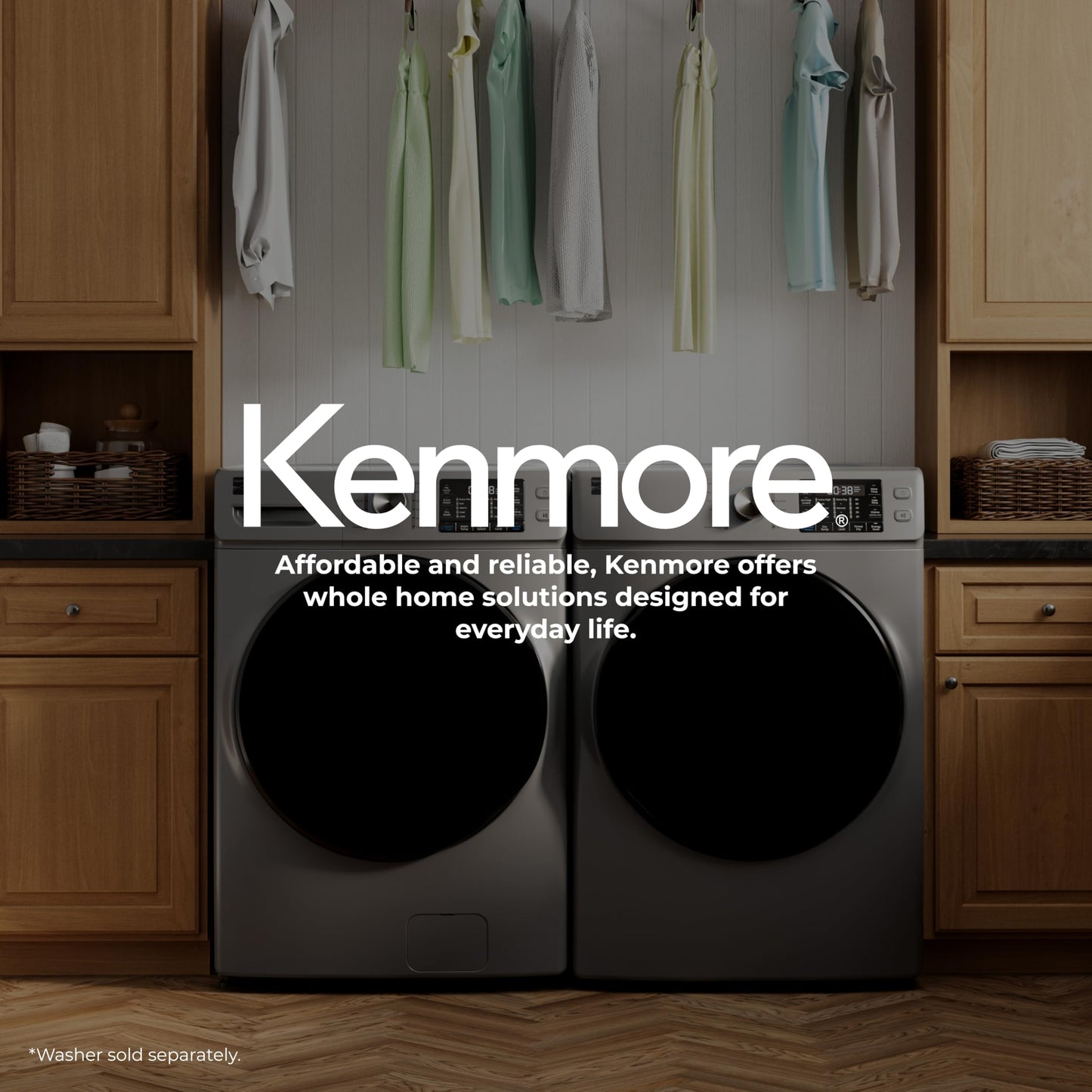 Kenmore 8.0 cu. ft. Front Load Gas Dryer - Wrinkle Guard with Accela Steam to Reduce Static and Odors - Smart Sensor Drying - LED - Metallic Silver