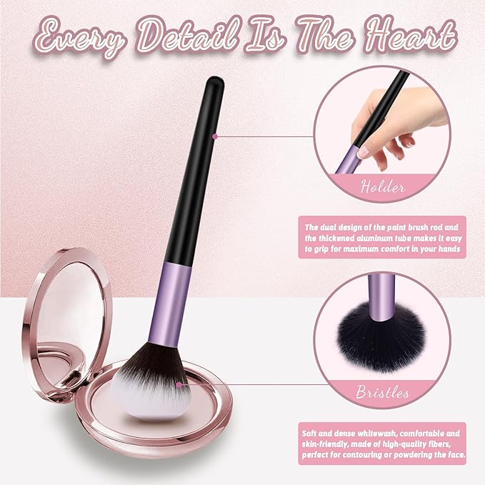 Makeup Brush Set, Premium Synthetic 14 Pcs Makeup Brushes, Travel Makeup Brush Set for Foundation, Concealer, Blush and Eyeshadow Brush(Purple)