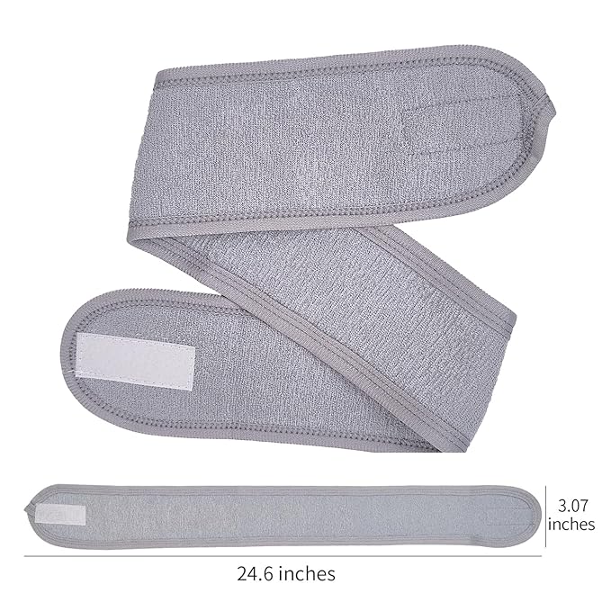 3 Pack Velcro Headband for Washing Face, Terry Cloth Spa Headbands for Women - Soft Adjustable Facial Hair Band for Makeup & Skincare Routine
