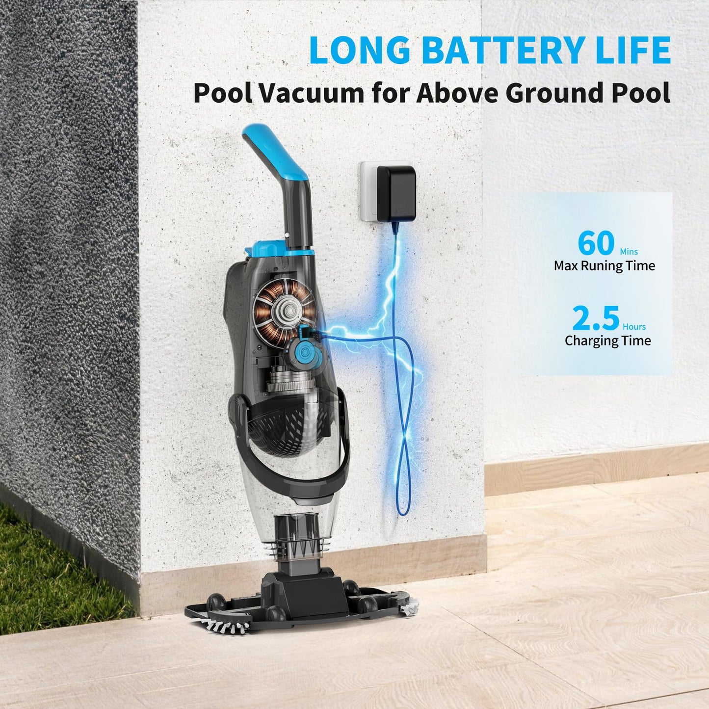 Youhou 2026 Upgraded Pool Vacuum,Pool Vacuum for Above Ground Pool,Cordless Handheld Pool Vacuum for Inground Pools,Pool Cleaner with 18.5 GPM Suction,Hot Tub Vacuum With Aluminum Pole for Sand&Debris