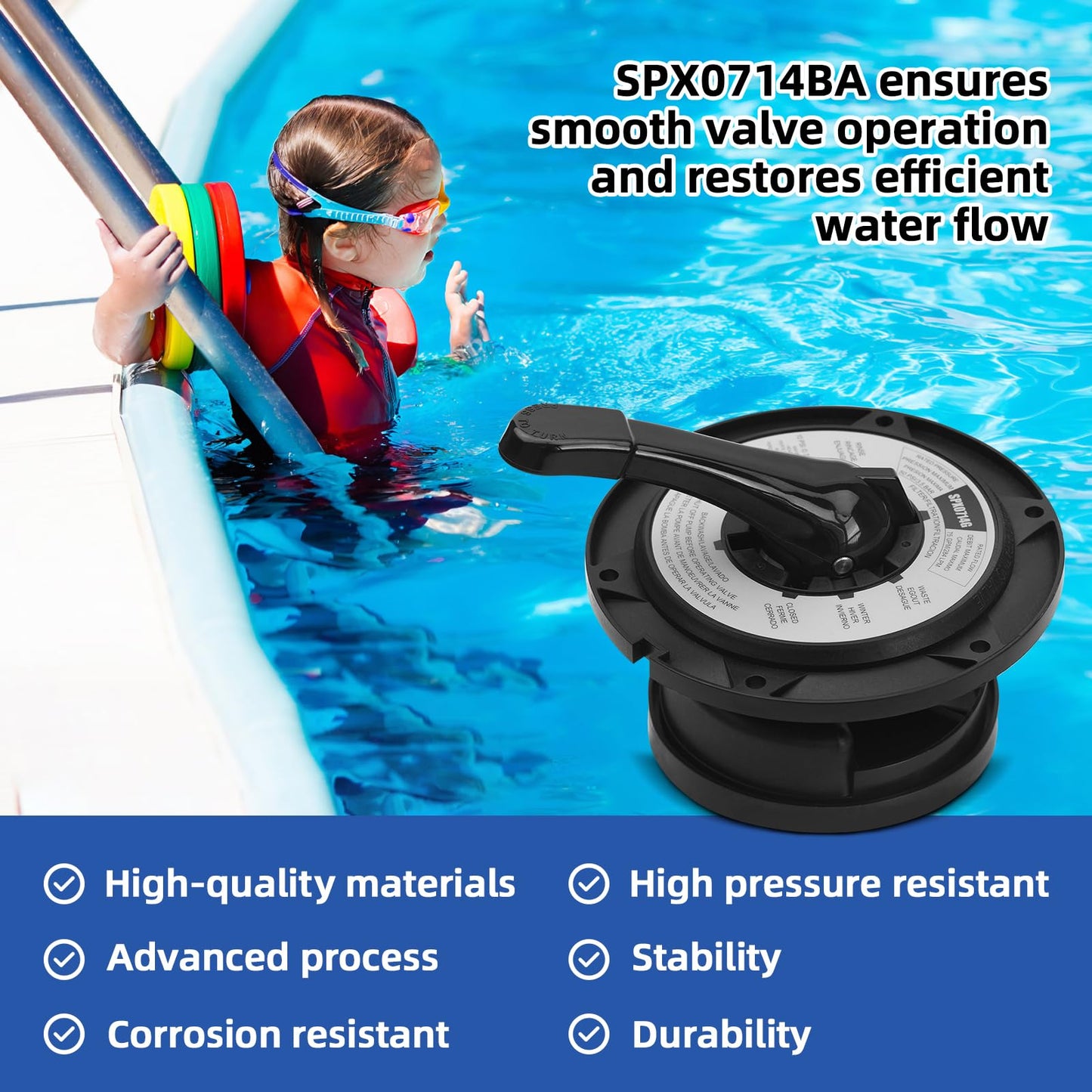 IHOUMEX SPX0714BA Key Cover and Handle Assembly Replacement Fits Hayward Vari-flo XL Valve SP0714T SP0714A SP0714C SP0714G11 SPX714BS 601665, Black Pool Filter Valve Part