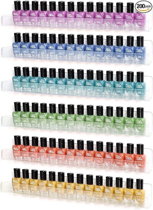 15" Acrylic 6 Shelves Nail Polish Wall Mounted Holder Paint Organizer Storage Rack Clear Hanging Nail Polish Shelf Floating Wall Mount Nursery Bookshelves Vinyl Display Record Holder.