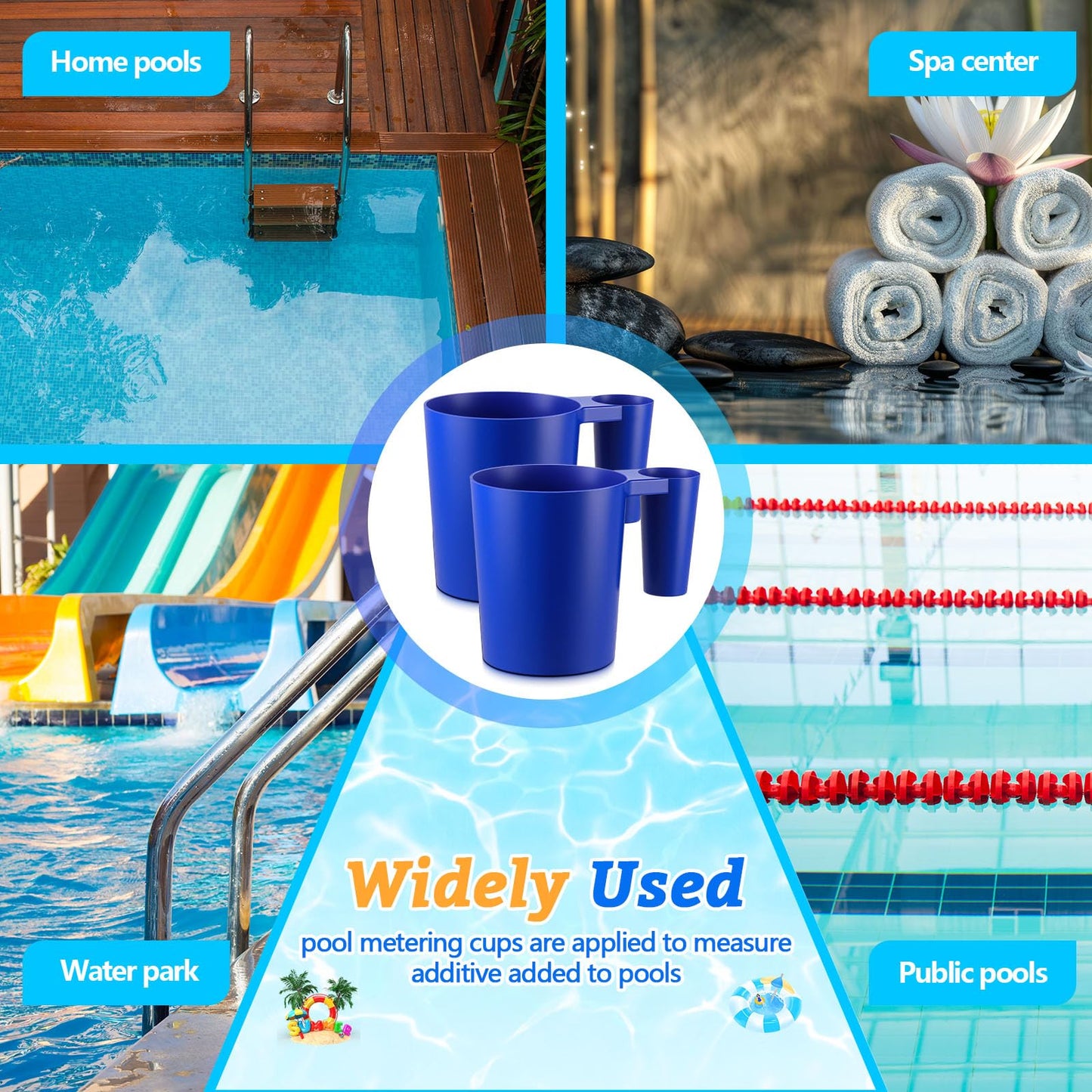 Relaxweex 2 Pack De Pool Filter Powder Scoop 1 Pound Pool Chemical Scoop De Measuring Cup with Handle Maintenance Tool for Dry Filter Media Powder and Spa, 6.88 x 4.32 x 5.23 Inch(Blue)