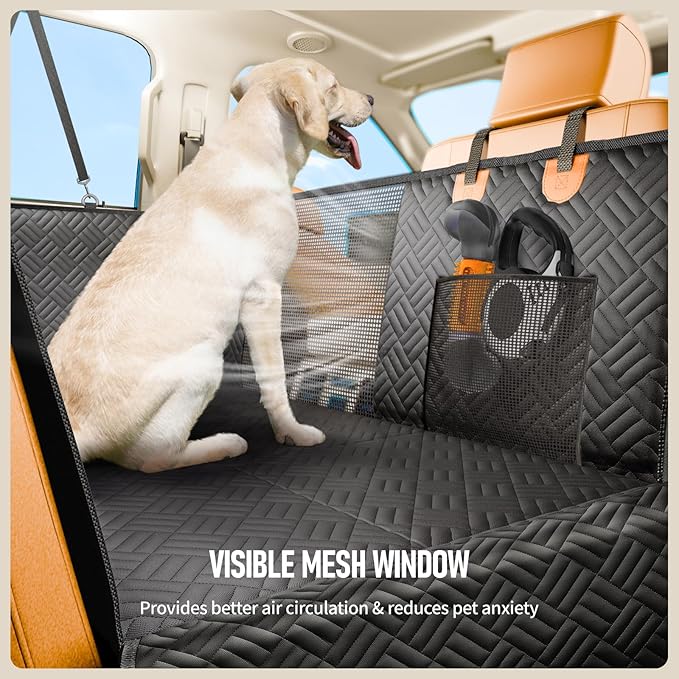 PROZAR Dog Car Seat Cover for Back Seat, Hard Bottom Back Seat Extender for Dogs - Supports 400lbs, Back Seat Pet Cover, Dog Hammock for Full-Size Trucks/SUV