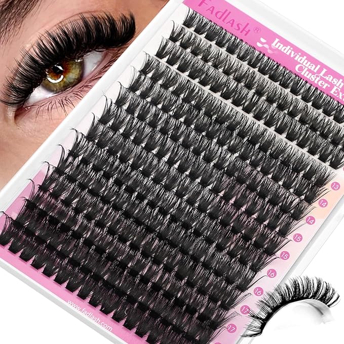 FADLASH Lash Clusters Fluffy 80D Eyelash Clusters 12-18mm Volume Lashes Cluster D Curly Cluster Eyelash Extensions (80D, 12-18mm)