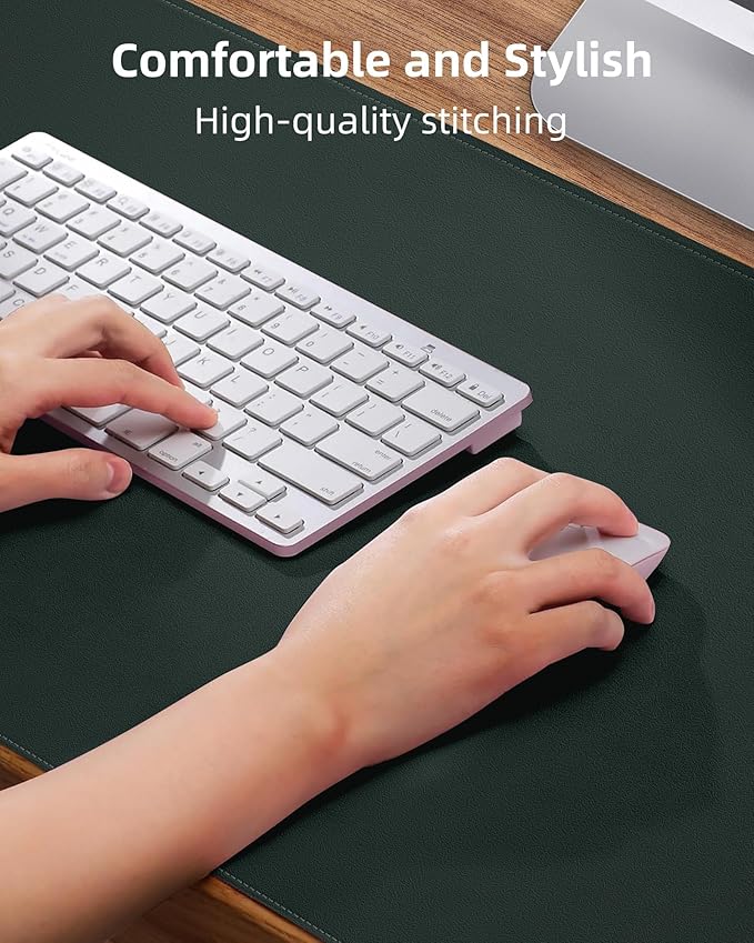 Desk Pad PU Leather Large Mouse Pad Laptop Computer Desk Mat Table Blotter Desktop Waterproof Non-Slip Protector for Office and Home (Dark Green, 120x43cm)