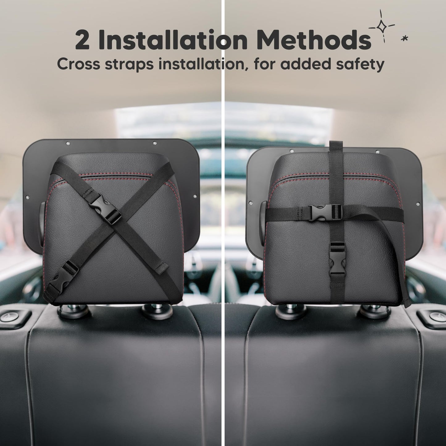 KeaBabies Baby Car Seat Mirror - Wide Shatterproof Backseat Infant Car Mirror for Baby Rear Facing, Crystal Clear View, Travel Accessories, Easy Install & Adjust for Removable Headrest (Matte Black)