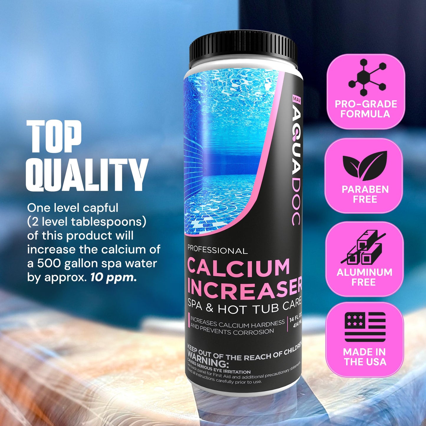 AquaDoc Spa Calcium Hardness Increaser Hot Tub Owners Rely on, Calcium Increaser Spa Hardness Increaser & Calcium Booster for Hot Tubs