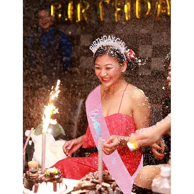CIEHER Pink Birthday Girl Headband & Birthday Sash for Women Girls Decorations & Party Favors