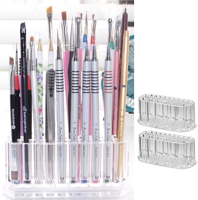 BY ALEGORY Acrylic Nail Art Tool Organizer Storage for Storing Pro Beauty Finger Nailcare Art Kit Tools Makeup Display Case Refillable Container Holder Organization
