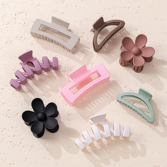 8PCS Hair Clips for Women, Flower Claw Clips for Thick Hair, Non-Slip Hair Accessories with Multi-Styles, Different Color Hair Claw Clips and Variety Pack, Ideal for Girls