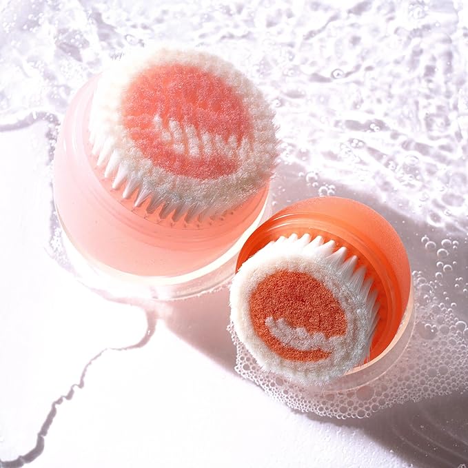 EcoTools Mini Facial Cleansing Brush, Infused with Citrus, Boosts Collagen, Safe for Sensitive Skin, Exfoliates & Clean Pores, Travel Sized, Ecofriendly, Vegan & Cruelty-Free, 2 Count