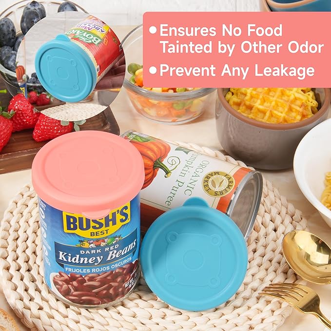 2PCs 3-inch/7.5cm Silicone Can Lids for Chef Boyardee | Van Camp's | Goya | Bush's Best | Farmer's Market Can, Can Cover for Canned Good, Fit Most Standard Size, Dishwasher Safe (Can NOT Included)