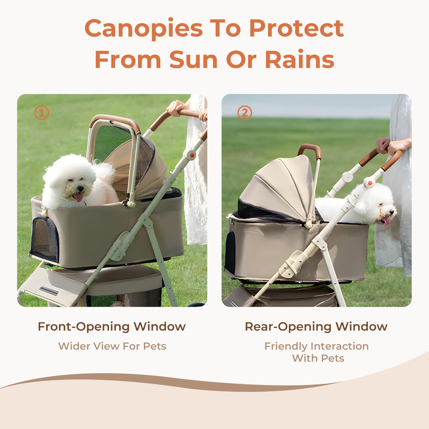Dog Cat Stroller for Small & Medium Pets up to 55 lbs, Foldable Pet Stroller with Detachable Carrier, 4 Swivel Wheels, Adjustable Handle & Canopy