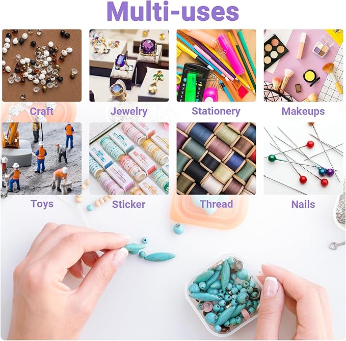 False Nail Container, 36-Gird Plastic Nail Art Organizers Storage Box with Adjustable Dividers, False Jewelry Diamonds Charms Nail 3D Decorations Manicure Accessory Holder Case, 2 Packs