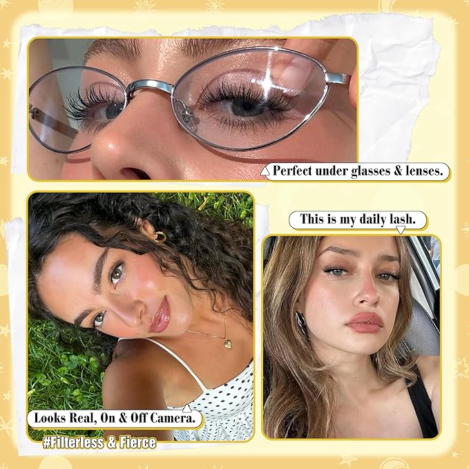 Natural Lash Clusters Kit 8-12MM Short Cluster Eyelash Extensions Kit Clear Band Cluster Lashes Wispy Eyelash Clusters CC-Curly Fluffy Individual Lashes with Lash Bond and Seal for Easy Application