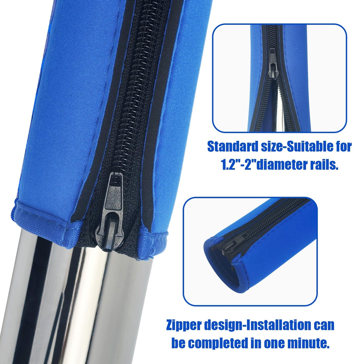 KETNET Pool Handrail Covers with Zippers for Inground Swimming Pools Hand Rail Cover, 4-10 ft Non Slip Cool Touch Heat Resistant, Blue, Anti-Slip Swim Pool Railing Ladder Handle Grip 6 Feet 1 Pack
