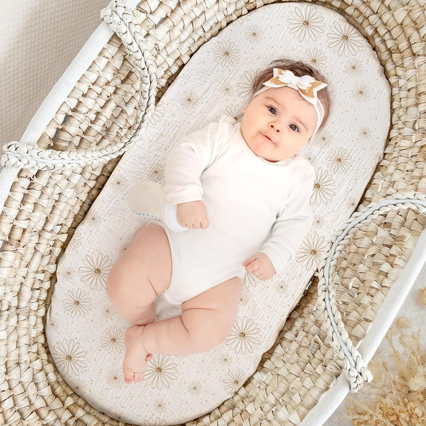 lulumoon Muslin Bassinet Sheets Baby: Cotton Bassinet Sheets Fitted for Boys and Girls - Bassinet Mattress Sheets for Oval Rectangle or Hourglass