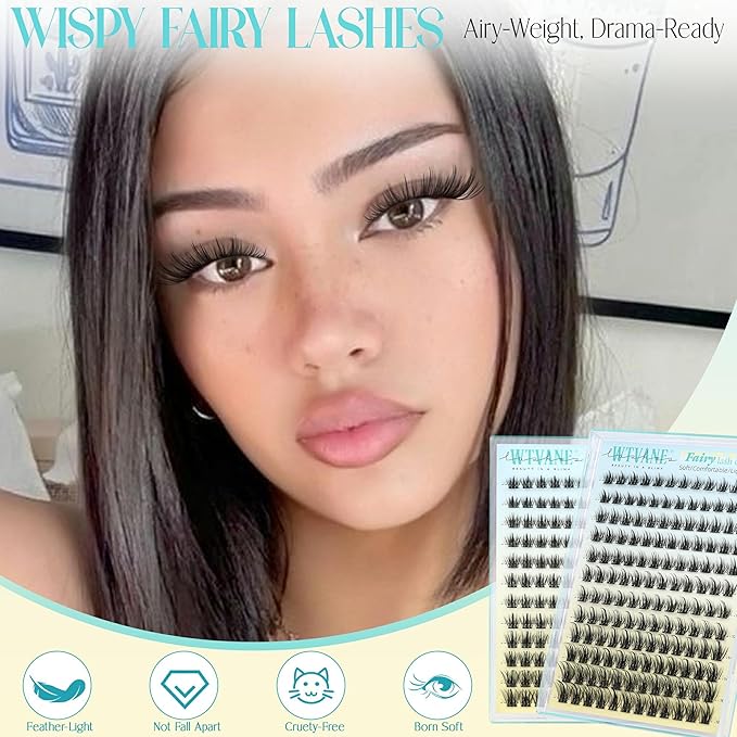Lash Clusters Wispy Eyelash Clusters Manga Lashes Cluster Eyelash Extension Natural Lashes Clusters Fairy False Lashes DIY Individual Lash Extension Thin Band Lash Clusters with Spikes