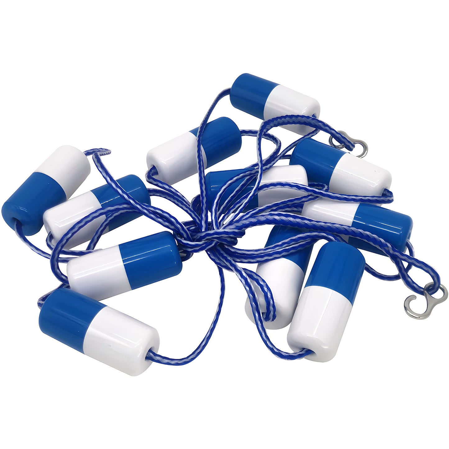 FibroPool Floating Pool Safety Rope - 22 Foot - Adjustable Length Lane Divider with Hooks for Swimming Pools - Equipment to Divide Lanes - 10 Floats
