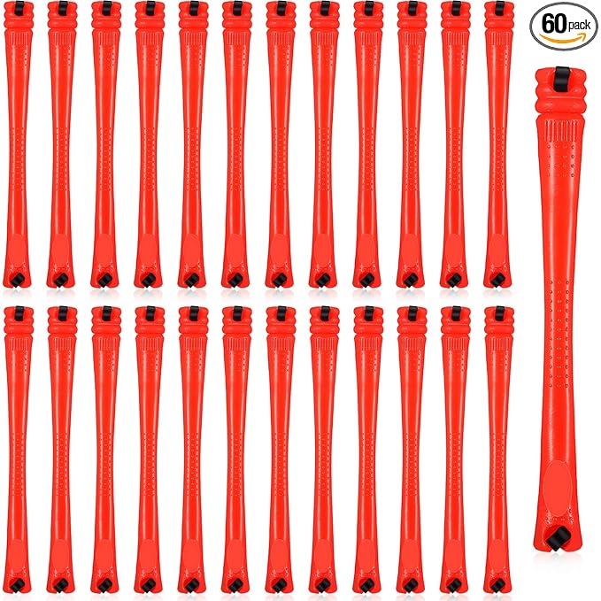 WILLBOND 60 Pcs Short Perm Rods Natural Hair Perm Rods with Elastic Rubber Band Non Slip Plastic Perming Cold Wave Kit for Women Hairdressing Styling Tool(0.2 Inch,Red)