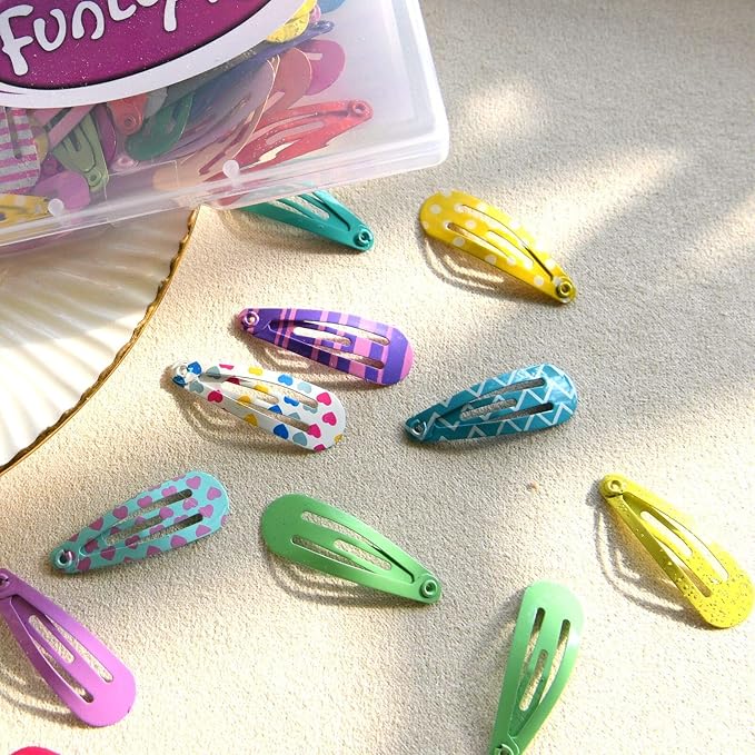 Toddler Hair Clips, Funtopia 80 Pcs (1.2 Inch, 3cm) Cute Mini Snap Hair Clips for Baby Girls Kids, Colorful Small Snap Barrettes Metal Barrette for Fine Hair