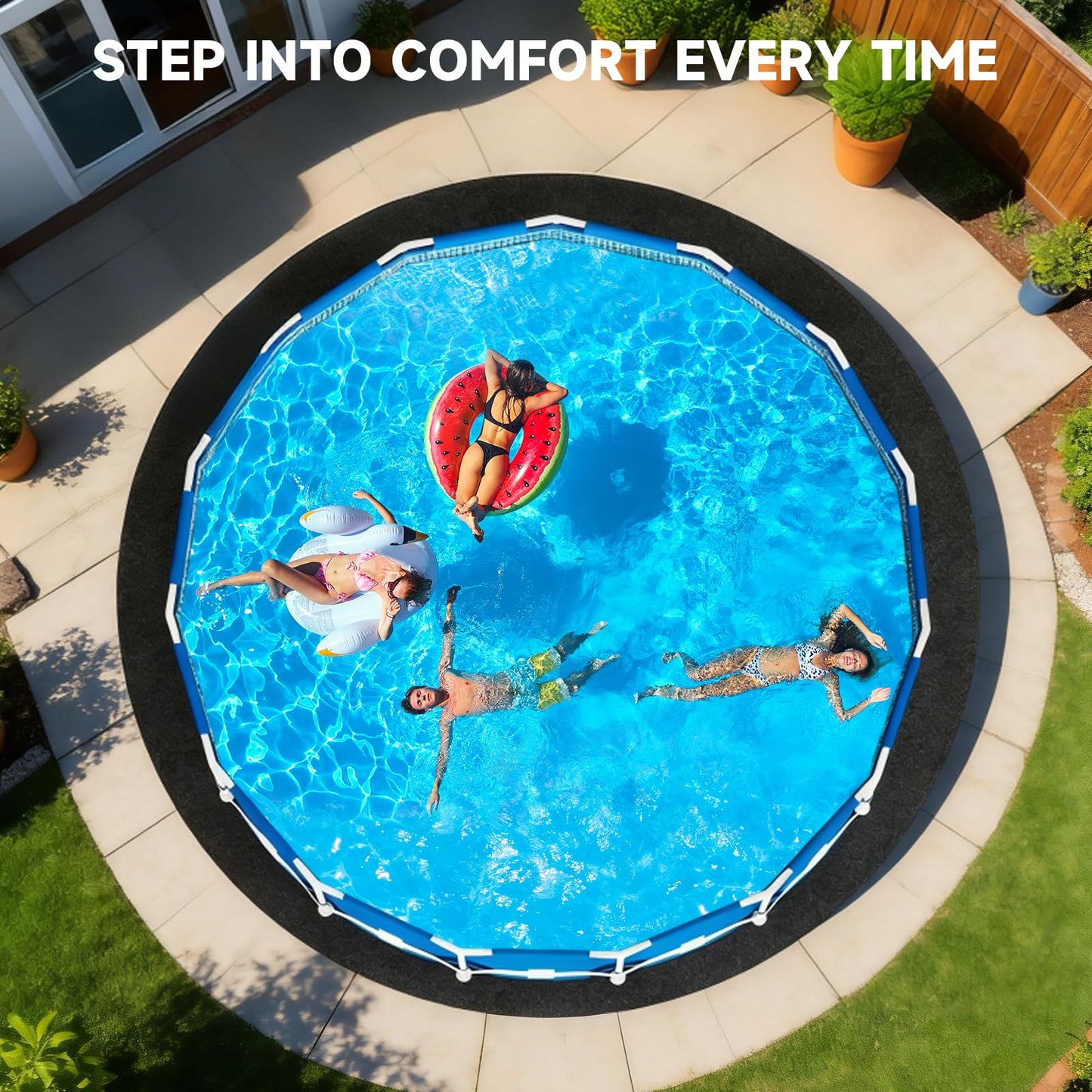 Uyittour 12Ft Round Pool Liner Pad for Above Ground Pools, 360G/M² Extra Thick Heavy Duty Under Pool Mat, Seamless Puncture Resistant Geotextile Fabric Ground Padding, Extends Liner Life, Black