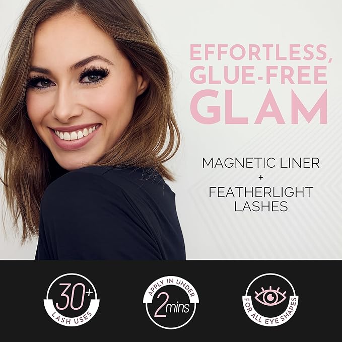 Luxillia 13-Piece Brown & Black Magnetic Eyelashes with Applicator & Magnetic Eyeliner Kit – Reusable Natural Magnetic Lashes – Easy Apply Lash Kit for Beginners – Waterproof Dramatic Looks