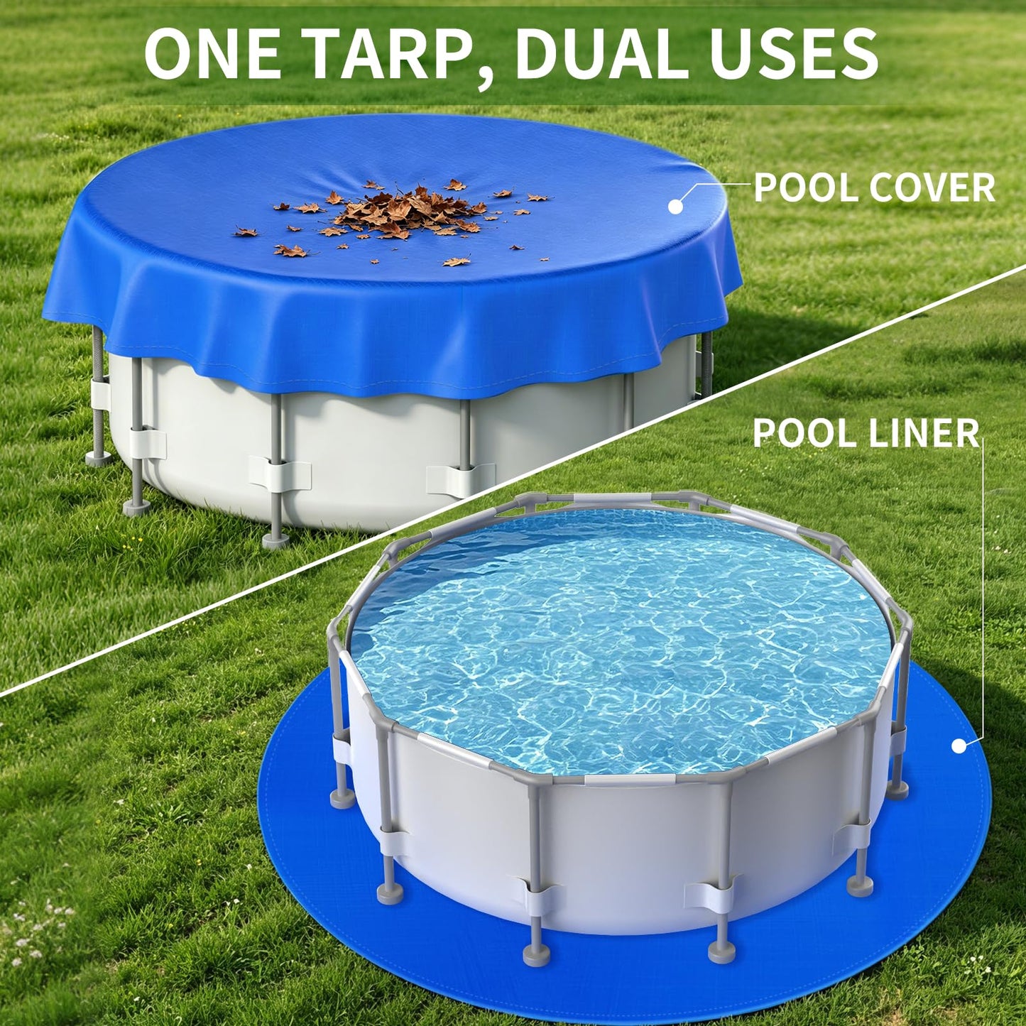 18FT Round Pool Liner Pad for Above Ground Pools, 180 GSM Heavy-Duty Puncture Resistant Under Mat, Underlayment Outdoor Tarp Protector for Lawn Concrete, Pool Floor Base Pad, Extends Liner Life