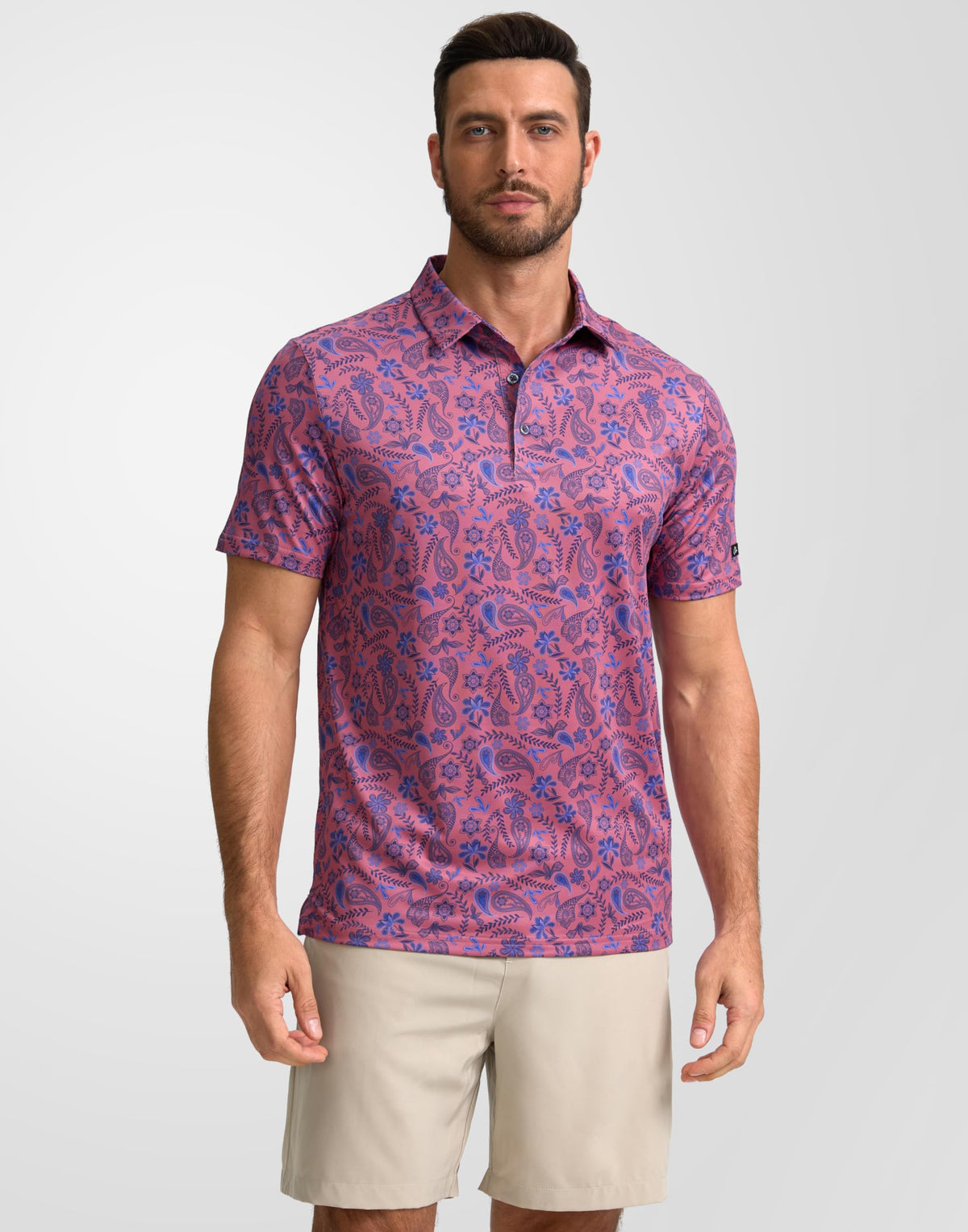 Obla Mens Golf Polo Shirts Short Sleeve Dry Fit Performance Moisture Wicking Casual Print Collared Golf Shirts for Men(Blue Paisley_S)