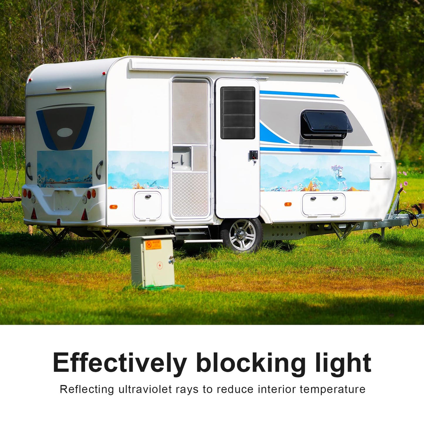 RV Door Window Shade Cover - Magnetic RV Blackout Window Cover with UV Protection and Privacy Features (25 * 16 in) Foldable Magnet Design, Waterproof Fabric (Black, 2 Pack (25"L x 16"W))