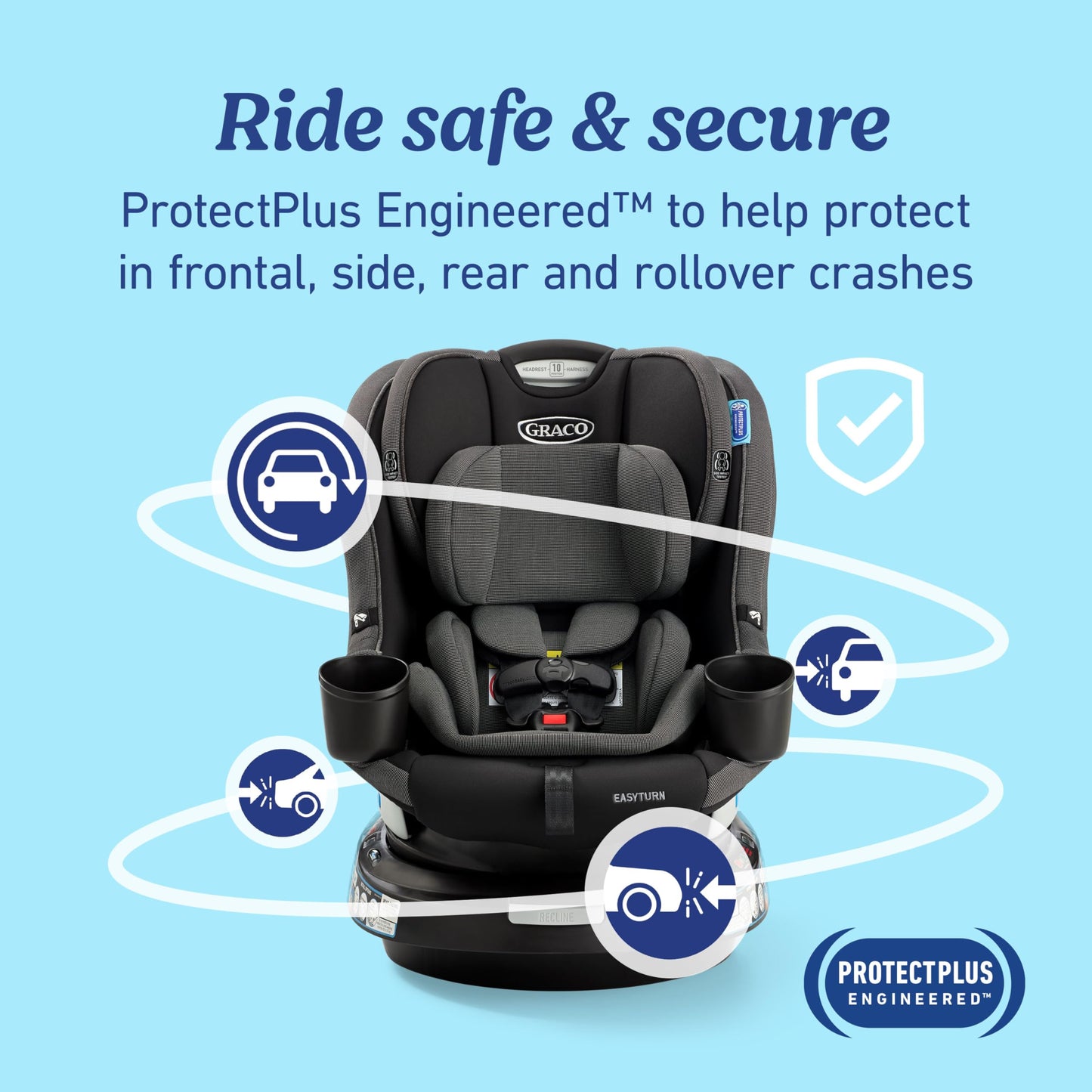 Graco EasyTurn 360 2-in-1 Rotating Convertible Car Seat, 360 Degree Rotating Infant to Toddler Rotating Car Seat, 2 Modes Rear and Forward Facing, Slim Design