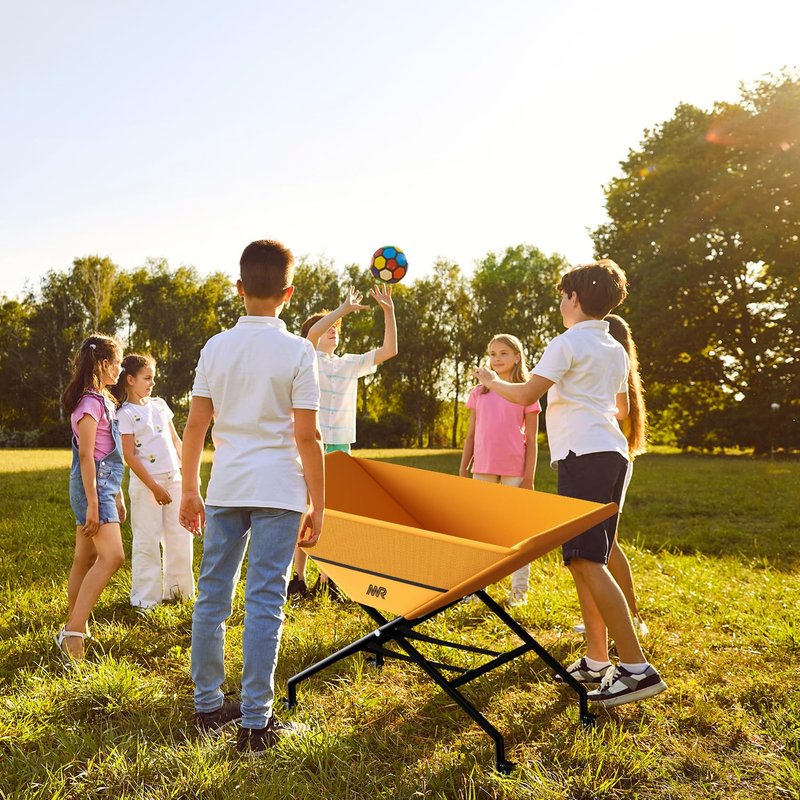 MR Collapsible Volleyball Wheeled Cart, Portable Hammock Ball Cart, Volleyball Cart with Wheels, Rolling Volleyball Basket Ball Storage, Volleyball Training Equipment Ball Holder, Hold Up to 30 Balls
