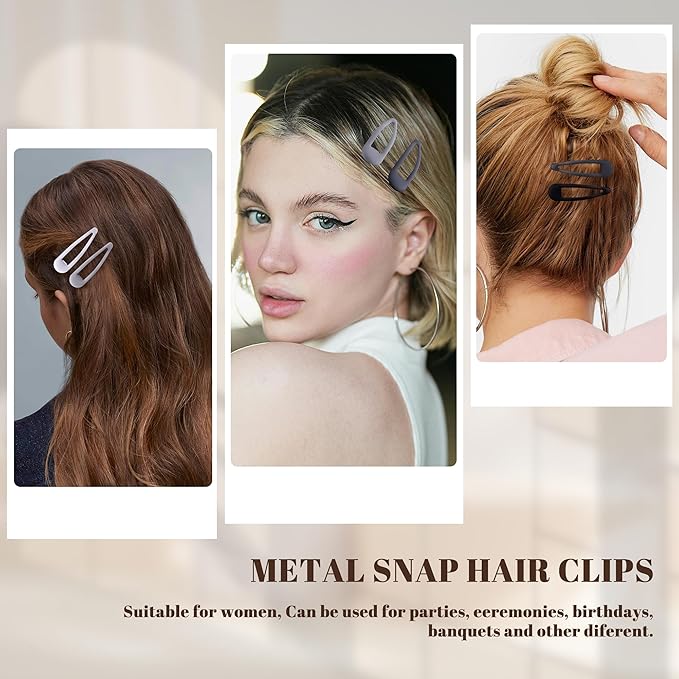 Small Hair Barrettes For Women No Slip Metal Snap Clips For Thin And Fine Hair,Matte Black Gray White,20 PCS,1.97 x 0.5 Inch.